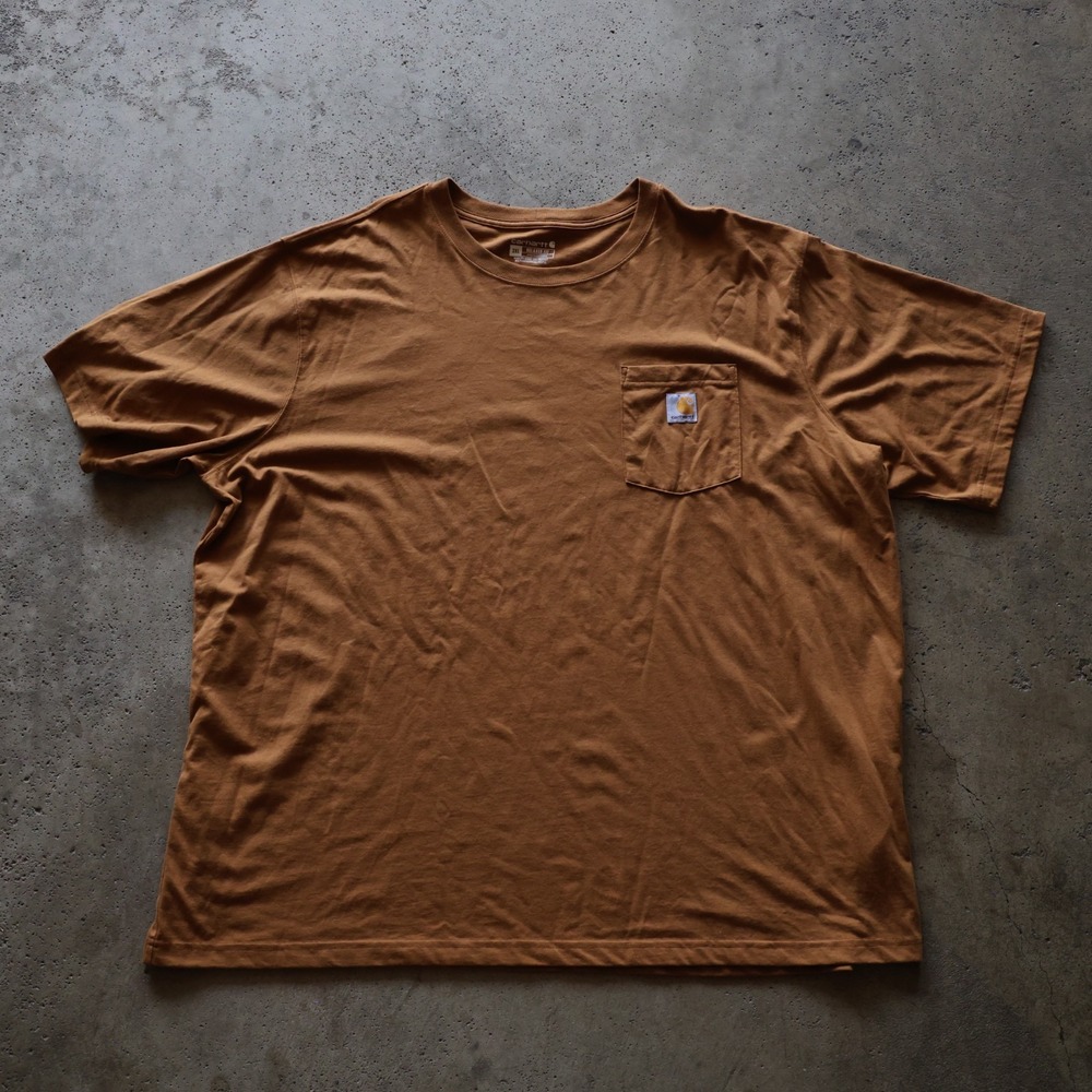 Carhartt Relaxed Fit Pocket T Shirt Mens Size 3XL Brown Back Graphic Workwear